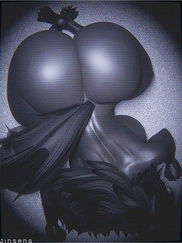 all_fours anthro big_breasts big_butt black_body black_fur black_hair bone breasts butt digitigrade female fur glistening glistening_body glistening_butt glistening_fur hair high-angle_view huge_breasts huge_butt inside nude skull skull_head solo tail text jinsang_(artist) bom39_(modeler) scrag_(modeler) scp_foundation scp-1471-a scp-1471-a_(scrag) canid canine malo mammal 2025 3d_(artwork) digital_media_(artwork) english_text hi_res
