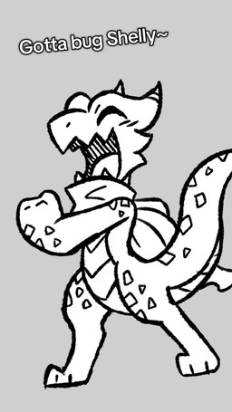 ambiguous_gender anthro biped cape clothing dialogue eyes_closed glitch grey_background grey_body mouth_closed open_mouth open_smile pupils red_cape red_clothing simple_background slit_pupils smile solo tail text tongue walking white_text yellow_eyes rakkuguy blark_and_son coal_(rakkuguy) kobold scalie 2025 9:16 animated english_text hi_res short_playtime sound video female_(lore)