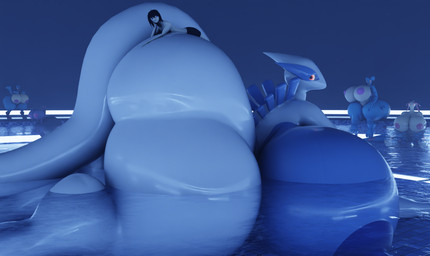 anthro areola barely_visible_genitalia barely_visible_vulva big_breasts big_butt big_nipples blue_areola blue_nipples breasts butt female genitals glistening glistening_body group hand_on_breast hand_on_butt hand_on_leg hand_on_thigh huge_breasts huge_butt hyper hyper_breasts hyper_butt larger_female macro male nipples pink_areola pink_nipples pool_lights purple_areola purple_nipples size_difference smaller_human smaller_male swimming_pool tail thick_thighs vulva wide_hips darkdraketom nintendo pokemon pokemon_trainer generation_1_pokemon generation_2_pokemon generation_3_pokemon generation_4_pokemon generation_7_pokemon human lapras legendary_pokemon lucario lugia mammal milotic pokemon_(species) salazzle 3d_(artwork) blender_(artwork) digital_media_(artwork) hi_res