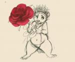 anthro belly bottomless clothed clothing facial_piercing featureless_crotch female flower front_view jewelry navel navel_piercing necklace nose_piercing overweight overweight_anthro overweight_female piercing plant rose_(flower) solo oddwilds claris_(oddwilds) eulipotyphlan hedgehog mammal