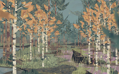 ambiguous_gender colorful_background detailed_background family feral flower forest forest_background grass group leaf nature nature_background on_model outside plant rock size_difference stylized text tree young unknown_artist might_and_delight shelter_(game_series) badger mammal mustelid musteline 16:10 colorful_theme detailed hi_res lineless official_art wallpaper widescreen mother_(lore) mother_and_child_(lore) parent_(lore) parent_and_child_(lore)