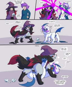after_transformation animal_genitalia animal_vulva anus belly_nipples blush bodily_fluids breath butt canine_genitalia canine_vulva claw_growth claws clothing crystal_ball dialogue digitigrade duo ear_growth female female/female feral feral_on_feral finger_claws from_front_position fur fur_growth gender_transformation genital_fluids genitals growth hat headgear headwear human_to_feral magic magic_user male mating_press mtf_transformation multi_nipple nipples open_mouth panting permanent permanent_transformation quadruped question_mark saliva saliva_string sex species_transformation teats text toe_claws transformation transformation_sequence tribadism vaginal vaginal_fluids vulva witch witch_hat nulloffset nintendo pokemon hex_maniac psychic_(pokemon) absol generation_3_pokemon human mammal mightyena pokemon_(species) absurd_res comic english_text hi_res sequence