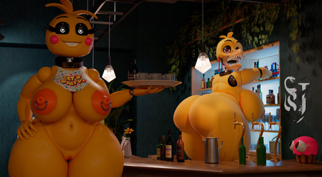 anthro areola bar barbell_piercing beak beakless bib big_areola big_breasts big_butt breasts butt collar curvy_figure duo female hand_on_hip holding_tray huge_butt huge_thighs inside looking_at_viewer looking_back looking_back_at_viewer machine navel nipple_barbell nipple_piercing nipples non-mammal_breasts non-mammal_navel non-mammal_nipples nude nude_anthro nude_female piercing sharp_teeth smile smiling_at_viewer teeth thick_thighs wide_hips impaer_jaster sanco_(modeler) five_nights_at_freddy's five_nights_at_freddy's_2 scottgames cupcake_(fnaf) lovetaste_chica toy_chica_(fnaf) withered_chica_(fnaf) animatronic avian bird chicken galliform gallus_(genus) phasianid robot robot_anthro 3d_(artwork) digital_media_(artwork) hi_res watermark
