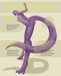 anthro breasts female nipples nude pose purple_body simple_background solo teeth text thick_thighs yellow_eyes alicethedeer alligator alligatorid crocodilian reptile scalie absurd_res digital_media_(artwork) english_text hi_res pinup