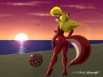 anthro backless_swimsuit beach butt clothing cloud detailed_background female one-piece_swimsuit outside red_one-piece_swimsuit sand seaside sky solo sunset swimwear tail water eric_schwartz amy_squirrel mammal rodent sciurid tree_squirrel 2000 4:3 wallpaper