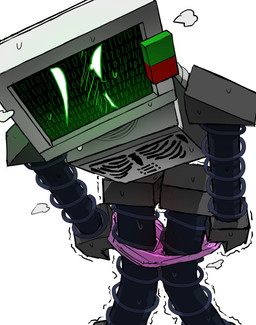 angry blush bodily_fluids clothed clothing electronics embarrassed for_a_head machine male not_furry nude open_mouth panties panties_down partially_clothed screen screen_face shaking shy simple_background solo steam sweat sweatdrop tears television underwear underwear_down underwear_only 8q_lab die_of_death roblox badware_(die_of_death) object_head robot screen_head tv_head absurd_res hi_res