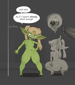 anus areola belly big_butt big_ears blonde_eyebrows blonde_hair bodily_fluids breasts butt chart close-up complaining crouching duo ear_piercing erection eyebrows female genitals green_areola green_body green_nipples green_skin grey_background hair height_chart humanoid_genitalia humanoid_penis humanoid_pointy_ears looking_at_viewer looking_back male male/female navel nipples not_furry open_mouth penis piercing pigtails pink_hairband pink_piercing pointy_ears pupils rear_view saliva saliva_on_penis saliva_on_tongue saliva_string sharp_teeth simple_background slit_pupils small_breasts speech_bubble standing teeth text thick_thighs tongue tongue_out vein veiny_penis yellow_eyes eromamgasemsei3 cindy_(eromamgasemsei3) goblin human humanoid mammal absurd_res english_text hi_res
