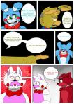 2016 aggablaze animatronic anthro bow_(feature) bow_tie comic digital_media_(artwork) english_text five_nights_at_freddy's five_nights_at_freddy's_2 five_nights_at_freddy's_3 foxy_(fnaf) hi_res machine mammal mangle_(fnaf) robot scottgames springtrap_(fnaf) text toy_bonnie_(fnaf)