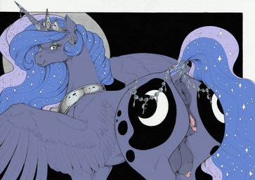 accessory animal_genitalia animal_vulva anus big_butt big_teats blue_body blue_eyes blush bodily_fluids butt clitoral_winking clitoris cutie_mark dock_(anatomy) equine_anus equine_genitalia equine_vulva feathered_wings feathers female female_feral feral furgonomics furry-specific_piercing genital_fluids genitals hair horn horn_jewelry horn_ring jewelry long_hair looking_at_viewer looking_back nipple_piercing nipples nude piercing presenting presenting_hindquarters puffy_anus quadruped raised_tail rear_focus ring ring_(jewelry) solo spread_wings tail tail_accessory tail_anus tail_jewelry tail_ring teat_piercing teats thick_thighs three-quarter_view vaginal_fluids vulva wide_hips wings longinius third-party_edit friendship_is_magic hasbro my_little_pony mythology princess_luna_(mlp) equid equine horse mammal mythological_creature mythological_equine pony winged_unicorn absurd_res color_edit colored hi_res traditional_media_(artwork)