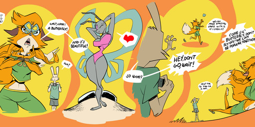 anthro bdsm bondage bound breasts clothed clothing dialogue feet female fur male nipples paws rope text oddjuice arthropod butterfly canid canine fox insect lagomorph lepidopteran leporid mammal rabbit 2019 absurd_res comic digital_media_(artwork) english_text hi_res