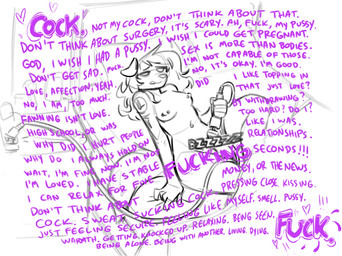 anthro barbell_piercing breasts duo dysphoria gender_dysphoria gynomorph hitachi_magic_wand intersex intrusive_thoughts masturbation nipple_piercing nipples nude onomatopoeia piercing power_cord profanity sex_toy sound_effects text vibrator wand_vibrator coraldog hitachi canid canine mammal 2025 english_text hi_res sketch trans_(lore) trans_woman_(lore)