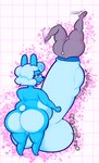 anthro anthro_pred balls big_balls big_penis blush butt cock_vore female genitals gynomorph huge_balls huge_penis hyper hyper_balls hyper_genitalia hyper_penis intersex nude penile penis solo thick_thighs vore abunbot mallow_(bunbunmallow) lagomorph mammal digital_media_(artwork) hi_res