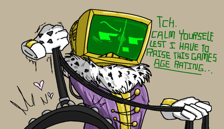 ambiguous_gender cloak clothing collar floating_hands for_a_head leash leash_pull leashed_collar leashed_viewer looking_at_viewer machine purple_cloak purple_clothing solo oh_god_help banjo-kazooie banjo-kazooie:_nuts_&_bolts rareware lord_of_games_(banjo-kazooie) humanoid object_head robot robot_humanoid