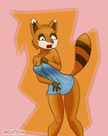 anthro anthrofied blue_towel breasts brown_background brown_markings brown_nose brown_stripes brown_tail dipstick_ears ear_markings female fur gaming gloves_(marking) markings medium_breasts multicolored_ears open_mouth orange_body orange_ears orange_fur orange_tail pink_background raised_tail shocked simple_background solo striped_markings striped_tail stripes surprised_expression tail tail_markings text tongue towel towel_only two_tone_ears two_tone_tail white_ear_tips white_ears arcatech project_zomboid the_indie_stone spiffo mammal procyonid raccoon 4:5 digital_media_(artwork) english_text portrait shaded signature three-quarter_portrait