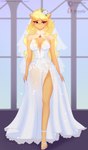 anthro anthrofied big_breasts blonde_hair breasts cleavage clothed clothing dress female female_anthro fur hair orange_body orange_fur solo wedding_dress xjenn9 friendship_is_magic hasbro my_little_pony applejack_(mlp) earth_pony equid equine horse mammal pony absurd_res hi_res