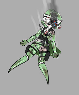 4_fingers anthro bandage blood bodily_fluids breasts corpse damaged death doll duo dying eye_roll fatal_wound featureless_breasts featureless_feet feet female female_death fingers genital_fluids glistening glistening_body gore green_hair hair impalement machine medium_breasts melted_skin nailed red_eyes ryona solo sparks toy unusual_blood unusual_bodily_fluids vaginal_fluids war weapon white_body wire wounded e254e nintendo pokemon gardevoir generation_3_pokemon humanoid pokemon_(species) robot hi_res