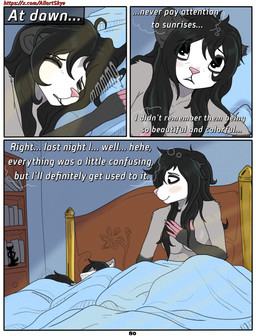 anthro black_body black_fur black_hair female fur grey_body grey_fur group hair nipples nude pink_body pink_nipples pink_nose text trio white_body white_fur allartskye evelyne_(allartskye) kia_(allartskye) skye_(allartskye) american_opossum canid canine canis domestic_cat felid feline felis mammal marsupial wolf comic english_text hi_res url