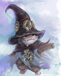 anthro barefoot beady_eyes clothing feet hat headgear headwear male robe solo standing tusks wizard_hat saganine capcom monster_hunter rove_(monster_hunter) wudwud absurd_res hi_res