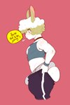 anthro big_butt butt clothing crop_top ear_piercing femboy fur genitals hair huge_butt jewelry male necklace piercing red_eyes shirt simple_background solo text thick_thighs tight_clothing topwear white_body white_fur eldiipiid tight_pants_(meme) harry_gray_(eldiipiid) lagomorph leporid mammal rabbit 2:3 hi_res meme