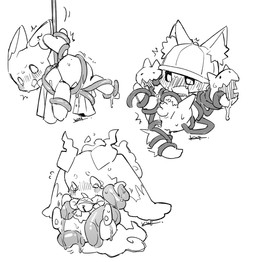 3_heads ambiguous_gender anthro blush bodily_fluids bottomless bottomless_male clothed clothing drooling embarrassed fangs forced group kindergarten_uniform looking_back male multi_head open_mouth pawpads rape restrained restrained_by_tentacles restrained_legs saliva sex simple_background spread_legs spreading sweat tail tears teeth tentacle_rape tentacle_sex tentacles trio white_background young young_anthro young_male kurimo_jinguy copyright_request european_mythology greek_mythology jigokuyouchien mythology kerubero-kun lunlun_(nijisanji) canid canid_demon canine cerberus demon hellhound mammal mythological_canine mythological_creature 2025 character_request hi_res japanese_description monochrome