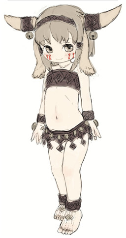 age_difference bottomwear clothing female female/female happy horn loli looking_at_viewer markings miniskirt navel pose skirt tattoo tribal tribal_markings tribal_tattoo young young_female younger_female feral_lemma fan_character horned_humanoid humanoid hi_res