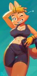 4_fingers anthro athletic_wear big_breasts black_bottomwear black_bra black_clothing black_shorts black_underwear bottomwear bra breasts butt butt_from_the_front cleavage clothed clothed_anthro clothed_female clothing eyebrow_piercing eyebrows eyelashes facial_piercing female female_anthro fingerless_gloves fingers fur gloves green_eyes gym_bottomwear gym_shorts handwear inner_ear_fluff looking_at_viewer midriff one_eye_closed orange_body orange_fur piercing shorts smile smiling_at_viewer solo sports_bra tail text thigh_gap tuft underwear wink winking_at_viewer yellow_clothing yellow_fingerless_gloves yellow_gloves yellow_handwear aruurara dreamworks the_bad_guys diane_foxington canid canine fox mammal 2025 artist_name hi_res