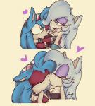 anthro blue_hair duo eyeshadow female female/female grey_hair hair kiss_on_lips kissing makeup simple_background banjokazoo123 sega sonic_the_hedgehog_(series) fan_character purity_the_hedgehog venus_the_hedgehog eulipotyphlan hedgehog mammal 2016