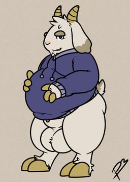 animal_genitalia anthro balls belly big_balls big_belly big_penis big_sheath biped blue_eyes clothed clothing eyebrows genitals hoodie hooves horn huge_balls looking_at_viewer male overweight overweight_anthro overweight_male penis pink_nose sheath simple_background smile smirk solo standing thick_eyebrows thick_thighs topwear white_balls p3ntavus one_stormy_night mei_(one_stormy_night) bovid caprine goat mammal 2015 signature