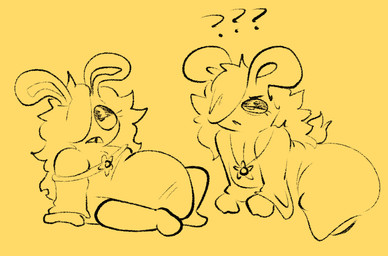 anthro belly bent_legs big_belly big_breasts black_eyelids blonde_hair breasts cleavage clothed clothed_anthro clothed_female clothing confusion dress eyelashes female female_anthro fur furrowed_eyebrows hair hair_over_eye half-closed_eyes long_ears long_hair narrowed_eyes navel no_pupils noseless obese obese_anthro obese_female overweight overweight_anthro overweight_female question_mark simple_background sitting solo teeth tooth_gap yellow_background yellow_body yellow_clothing yellow_dress yellow_eyes yellow_fur octoguy mario_bros mario_plus_rabbids_sparks_of_hope nintendo raving_rabbids rayman_(series) ubisoft rabbid_rosalina lagomorph mammal rabbid 2023 black_and_yellow crossover digital_drawing_(artwork) digital_media_(artwork) english_description monochrome multiple_images