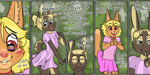 anthro biped bite biting_lip biting_own_lip blonde_hair blue_eyes blush blush_lines brown_body brown_fur buckteeth cheek_tuft closed_smile clothed clothing countershade_torso countershading dialogue dipstick_tail dress duo embarrassed eyebrows facial_tuft female fur hair heart_symbol inner_ear_fluff looking_aside male markings medium_hair mouth_closed multicolored_body multicolored_fur open_mouth open_smile orange_body orange_fur pigtails red_nose reflection_in_eyes scut_tail self_bite short_hair short_tail smile solo standing tail tail_markings tan_body tan_countershading tan_fur tan_hair tan_inner_ear_fluff tan_markings teeth text tongue tuft two_tone_body two_tone_fur upskirt young young_anthro young_female mushbun pepper_(mushbun) tass_(mushbun) domestic_cat felid feline felis mammal 2024 absurd_res comic english_text hi_res daughter_(lore) father_(lore) father_and_child_(lore) father_and_daughter_(lore) parent_(lore) parent_and_child_(lore) parent_and_daughter_(lore)