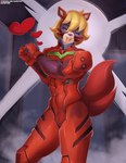 anthro male plugsuit pose solo text lucreteer neon_genesis_evangelion canid canine canis domestic_dog mammal hi_res pinup url