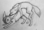 ambiguous_gender digitigrade duo eyes_closed feral feral_on_feral fur hair simple_background tuft snowyzi ffefox lumi_(snowyzi) canid canine fennec_fox fox mammal true_fox monochrome traditional_media_(artwork)