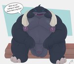 balls genitals grey_body grey_skin male muscular navel nude overweight overweight_humanoid overweight_male penis simple_background solo text jon_noj disney lilo_and_stitch gantu alien cetacean humanoid mammal marine whale english_text hi_res