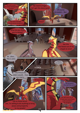 angry armor bag church clothed clothed_feral clothing crowd detailed_background dialogue eyewear female feral furniture glasses group headgear helmet horn jewelry leash male necklace open_mouth queen royalty speech_bubble tail text wearing_glasses wings creativeclaws mythology avian dragon equid equine gryphon horse mammal mythological_avian mythological_creature mythological_scalie scalie 3d_(artwork) absurd_res comic digital_media_(artwork) english_text hi_res