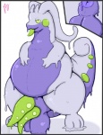 2_penises anus balls belly big_belly bodily_fluids cum erection feral genital_fluids genitals green_eyes looking_at_viewer male multi_genitalia multi_penis nude obese obese_feral obese_male overweight overweight_feral overweight_male penis simple_background slime solo tail tongue pfh mythology nintendo pokemon dragon gastropod generation_6_pokemon goodra mollusk mythological_creature mythological_scalie pokemon_(species) scalie