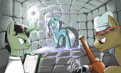 abuse amber_eyes asylum black_hair clipboard clothing doctor female feral green_eyes group hair hat headgear headwear horn horn_magic hose levitating_object levitation magic male padded_room patient quadruped tail water wet wet_hair madhotaru friendship_is_magic hasbro my_little_pony mythology screw_loose_(mlp) earth_pony equid equine horse mammal mythological_creature mythological_equine pony unicorn 2013