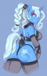 2012 alicorn_amulet anthro anthrofied aries84 bdsm big_butt blue_fur braided_hair breasts butt butt_cleavage clothing collar cutie_mark elbow_gloves equine female friendship_is_magic fur gloves hair horn horse looking_at_viewer looking_back my_little_pony pony red_eyes smile solo tail_wrap thigh_highs thighs thong trixie_(mlp) unicorn white_hair
Rating: Questionable
Score: 30
User: masterwave
Date: November 27, 2012