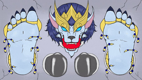 5_toes anthro ball_gag black_nose blue_body blue_eyes blue_fur blue_hair cheek_tuft claws crown empty_eyes facial_tuft feet foot_fetish fur fur_tuft gag gagging hair headgear humanoid_feet male pink_inner_ear plantigrade restrained soles solo teeth tickle_fetish tickle_torture tickling tickling_feet tickling_machine toe_claws toe_restraints toes tuft mahaha league_of_legends riot_games tencent nasus_(lol) anubian_jackal canid canine canis jackal mammal animated better_version_at_source