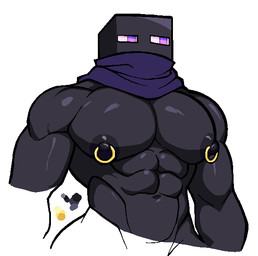 abs barazoku big_muscles big_pecs kerchief male muscular muscular_male nipple_piercing nipples pecs piercing purple_body purple_eyes solo gronkusdoesagig microsoft minecraft mojang xbox_game_studios enderman humanoid unfinished