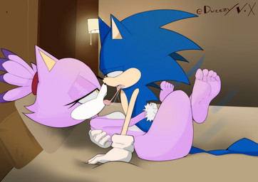 5_toes after_kiss anthro anthro_on_anthro anthro_penetrated anthro_penetrating anthro_penetrating_anthro bed bedroom blue_body blue_fur bodily_fluids breasts clothing duo featureless_breasts feet female female_penetrated french_kissing from_front_position fur furniture gloves hand_on_back handwear humanoid_feet kissing leg_wrap lying male male/female male_penetrating male_penetrating_female missionary_position on_back on_bed penetration penile penile_penetration penis_in_vagina plantigrade purple_body purple_fur saliva saliva_on_tongue saliva_string sex soles thick_thighs toes vaginal vaginal_penetration dweezyvox sega sonic_the_hedgehog_(series) blaze_the_cat sonic_the_hedgehog domestic_cat eulipotyphlan felid feline felis hedgehog mammal 2025 absurd_res hi_res