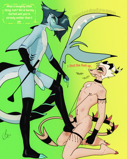 anthro ball_fondling balls bdsm blush bodily_fluids claws dominant duo erection feet fondling foot_focus genital_fluids genitals humanoid_feet humanoid_genitalia humanoid_penis looking_pleasured male male/male nipple_piercing nipples nude penis piercing plantigrade profanity sadism sharp_teeth simple_background submissive tail tears tears_of_pleasure teeth text toe_claws whip whip_mark suicidedragon hellaverse helluva_boss chazwick_thurman striker_(helluva_boss) animal_humanoid aquatic aquatic_humanoid demon fish fish_humanoid humanoid imp reptile scalie shark shark_demon shark_humanoid snake snake_demon 4:5 absurd_res digital_media_(artwork) english_text hi_res