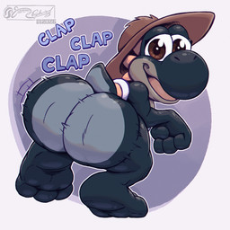 anthro ass_clapping big_butt bubble_butt butt butt_focus clothing hat hat_only headgear headgear_only headwear headwear_only huge_butt looking_at_viewer looking_back looking_back_at_viewer male mostly_nude nude rear_view shell smile solo jammerhighwind mario_bros nintendo jammer yoshi absurd_res better_version_at_paywall digital_media_(artwork) hi_res