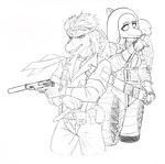 anthro clothed clothing duo feathered_wings feathers female gun hair handgun kerchief knife long_hair long_snout male pistol ranged_weapon silencer simple_background snout weapon white_background wings 8762e13 narija cavemanon_studios goodbye_volcano_high konami metal_gear metal_gear_solid_3 snoot_game fang_(gvh) naked_snake reed_(gvh) dinosaur dromaeosaurid prehistoric_species pterodactylus pterosaur reptile scalie theropod velociraptor crossover hi_res monochrome sketch