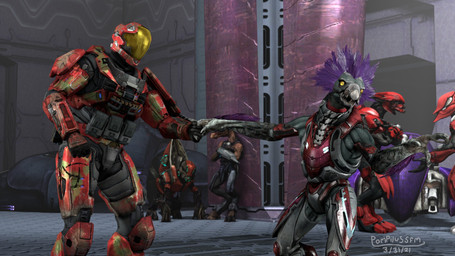 3_fingers against_surface against_wall ambiguous_gender anthro arm_feathers arm_tuft beak claws digitigrade duo_focus faceless_character faceless_human faceless_male feather_hair feathered_crest feathers finger_claws fingers full_armor gesture ghost_vehicle_(halo) grey_body group hand_gesture hand_grab hangar head_crest inside leaning leaning_backward leaning_on_wall male pointing pseudo_hair pupils purple_body purple_feathers shell_(projectile) shotgun_shell slit_pupils standing tan_body tuft wraith_(halo) yellow_eyes pompilus-sfm halo_(series) microsoft xbox_game_studios gluhara alien avian human kig-yar mammal ruuhtian sangheili scalie t'vaoan unggoy 16:9 3d_(artwork) 4k absurd_res colored digital_media_(artwork) hi_res source_filmmaker_(artwork) widescreen
