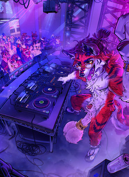 animal_genitalia animal_penis anthro audience ball_ring ball_stretcher balls big_balls biped black_body black_fur bodily_fluids canine_genitalia canine_penis clothing crowd detailed_background disc_jockey eyewear footwear footwear_only fur genitals glasses group hair huge_balls hyper hyper_balls hyper_genitalia jewelry looking_at_viewer male male_anthro monster_energy_can mostly_nude multicolored_body multicolored_fur necklace penis penis_tip red_body red_fur red_penis saggy_balls sheath shoes shoes_only sneakers sneakers_only solo_focus spermatic_cords standing striped_body striped_fur stripes sweat sweaty_balls sweaty_genitalia tongue tongue_out turntable_(decks) vein veiny_balls whiskers white_balls white_body white_fur white_monster white_sheath yellow_eyes majmajor monster_energy dox_drakes canid canine canis domestic_dog fox hyena mammal sergal 2026 digital_media_(artwork) hi_res