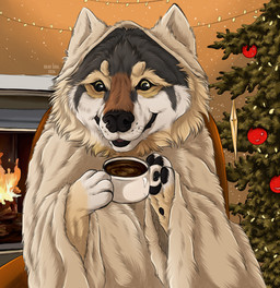 ambiguous_feral ambiguous_gender black_pawpads brown_markings christmas_tree container cup feral fur glistening glistening_eyes grey_body grey_fur holding_container holding_cup holding_mug holding_object holidays inside markings mug pawpads plant semi-anthro solo tan_body tan_fur tree whiskers yellow_eyes msdeadsoul christmas taki_(taki-wolf) canid canine mammal 2024 dated hi_res