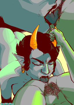 all_fours anal anal_hair anus breasts butt clitoris colored_nails cutaway duo ear_piercing ear_ring eyes_closed facial_piercing fangs female female/female furrowed_eyebrows genitals horn horn_grab lying nails nose_piercing nose_ring nude nude_female nude_humanoid on_back oral piercing pointy_ears pubes pubes_in_mouth pubes_on_face rimming ring_piercing sex teeth vulva de88a8le homestuck ms_paint_adventures kanaya_maryam nepeta_leijon alien humanoid troll_(homestuck) 2026 digital_media_(artwork) digital_painting_(artwork) dithering hi_res painting_(artwork) trans_(lore) trans_man_(lore)
