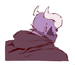 2_horns ambiguous_gender black_cloak black_clothing cloak clothed clothed_ambiguous clothed_humanoid clothing facial_hair head_horn horn humanoid_pointy_ears looking_aside male mask pointy_ears purple_body purple_facial_hair rear_view simple_background solo wearing_mask white_background kingarthur_i ior_(kingarthur_i) humanoid 2023 bust_portrait digital_drawing_(artwork) digital_media_(artwork) portrait male_(lore)