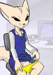 2018 aggretsuko anthro biped black_eyes bottomwear canid canine cellphone chair clothed clothing electronics exclusive_flashing female fennec_fox fenneko flashing fox furniture genitals humanoid_hands mammal naughty_face office office_chair panties panties_down partially_clothed pencil_skirt phone portrait presenting presenting_pussy pussy sanrio sexting shirt sitting skirt solo taking_picture texting three-quarter_portrait topwear toxoglossa true_fox underwear underwear_down unprofessional_behavior