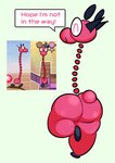 ^_^ armless big_butt black_ears black_feet black_horn butt eyes_closed feet female happy horn long_neck no_hands one_leg_up pink_body pink_skin raised_leg reference_image smile solo sphere tail thick_thighs wide_hips flowsie vividlope giraffe giraffid mammal